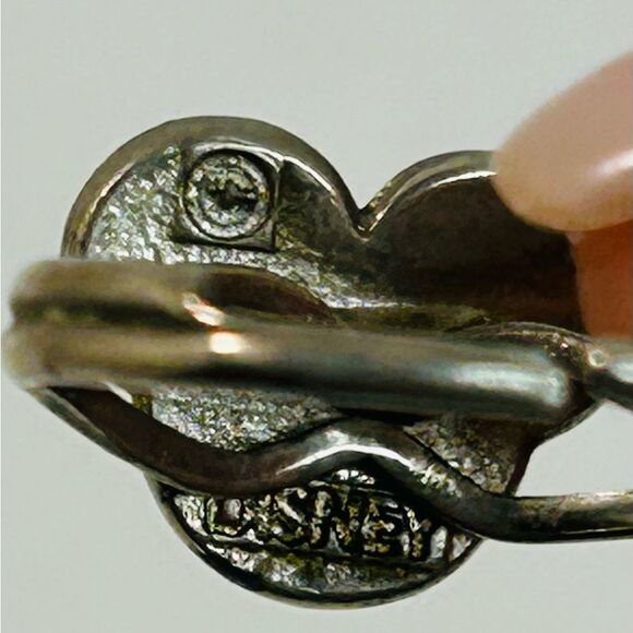 Disney Mickey Mouse Silver Tone Black Glitter Mouse Ears Ring Adjustable - Picture 6 of 6